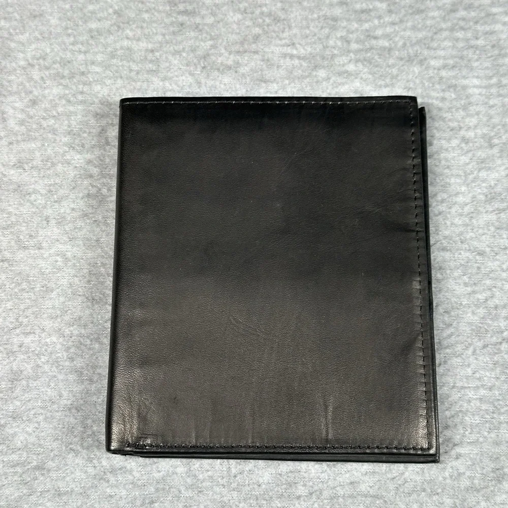 AG Wallets Genuine Leather RFID Bifold Men's Black Cowhide Billfold‎ NEW